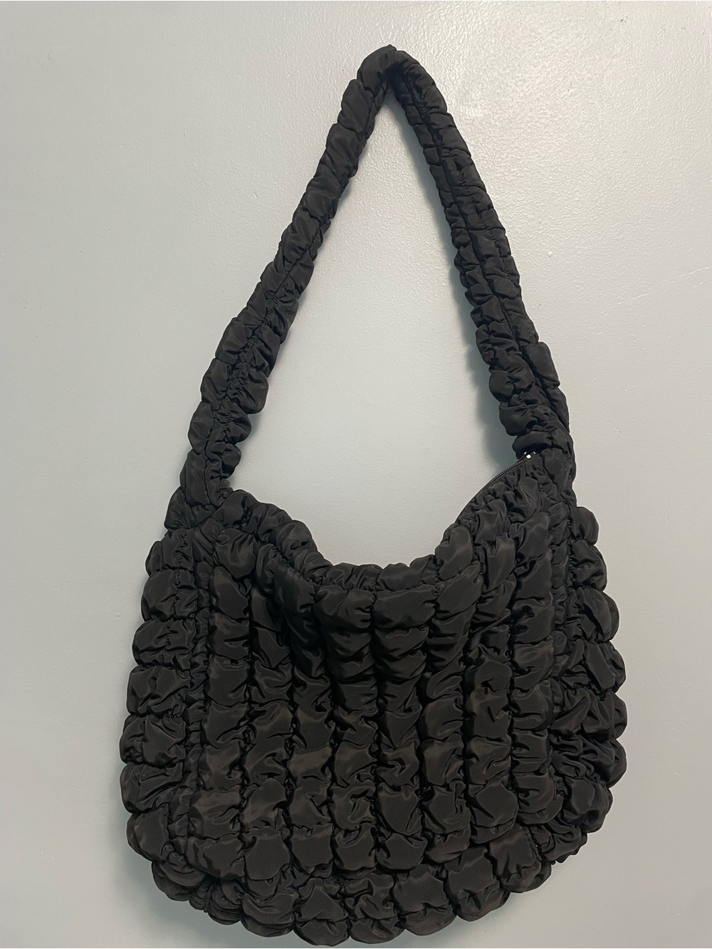 Ruched Quilted Shoulder Bag in Black - Women